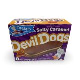 Drakes Snack Cakes Multipack Box, Creme Filled Salted Caramel Devil Dogs, 8 Count Box