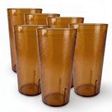 Retro Casual Restaurant Tumblers – 6 Pack | Amber, 16.4 Ounce