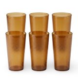 Retro Casual Restaurant Tumblers – 6 Pack | Amber, 32 Ounce