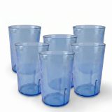 Retro Casual Restaurant Tumblers – 6 Pack | Blue, 16.4 Ounce