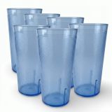 Retro Casual Restaurant Tumblers – 6 Pack | Blue, 22 Ounce
