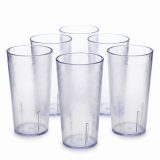 Retro Casual Restaurant Tumblers – 6 Pack | Clear, 16.4 Ounce