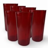 Retro Casual Restaurant Tumblers – 6 Pack | Red, 22 Ounce