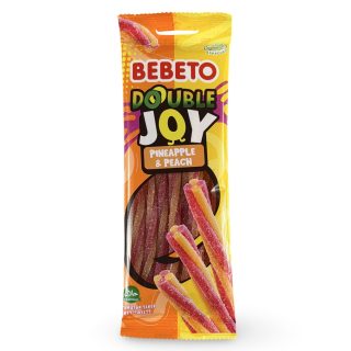 Bebeto Gummy  Double Joy Pineapple/Peach Twisted Candy, Halal Certified, 2.65 Oz (Case of 12)