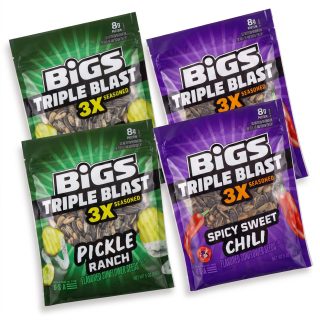 BIGS Triple Blast 3X Seasoned Sunflower Seeds 4 Pack | Pickle Ranch & Spicy Sweet Chili (2 of Each)