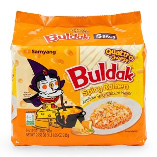 Buldak Spicy Chicken Ramen Korean Instant Noodles, 5 Pack | Quattro Cheese