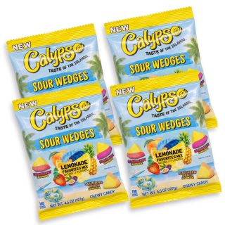 Calypso Sour Wedges Chewy Candy, 4 Pack, Lemonade Favorites Mix