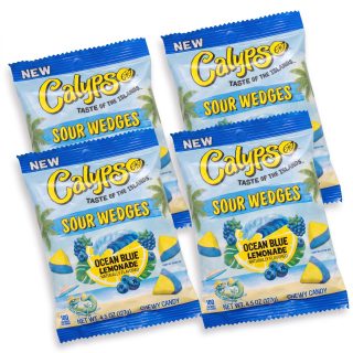 Calypso Sour Wedges Chewy Candy, 4 Pack, Ocean Blue Lemonade