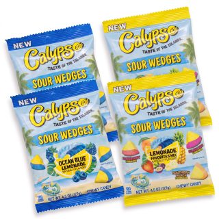 Calypso Sour Wedges Chewy Candy, Variety Pack, Ocean Blue Lemonade & Lemoande Favorites Mix