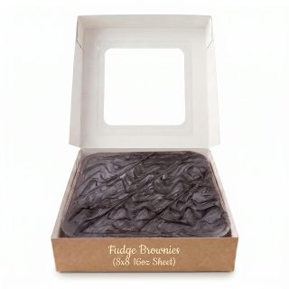 Carlotta's Bakery Fudge Brownies, 18 oz, 8x8 Inch Sheet, Moist Chocolate Brownies with Rich Fudge Icing Topping, Boxed Dessert