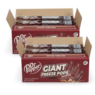 Dr Pepper Bulk 54 Pack Giant Freeze Pops, Jumbo 15 Inch+ Frozen Ice Pops Classic Soda Flavor
