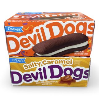 Drake's Devil Dogs Combo Pack – Regular & New Salted Caramel Flavor Snack Cake Cream Sandwiches | 1 Box of Each