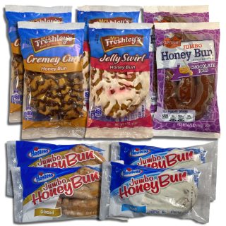Five Flavor Honey Bun Variety Pack from Hostess, Cloverhill and Mrs. Freshley's | Iced, Glazed, Chocolate, Jelly, and Cremey Honey Buns