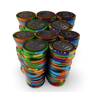 Foil-Wrapped Chocolate Casino Chips – Mixed Denominations | Approx. 200