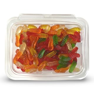 Fruity Flavorful Colorful Nostalgic Gummy Mini Fruit Worms Candy,  1 Lb. Tub