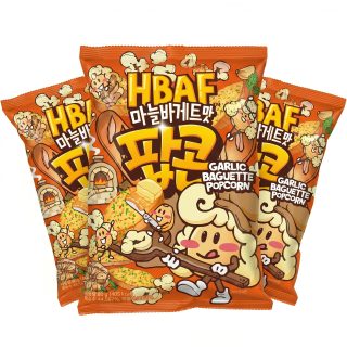 HBAF Korean Imported Exotic Popcorn,  3 Pack | Garlic Baguette