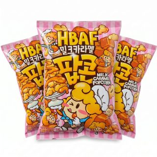 HBAF Korean Imported Exotic Popcorn,  3 Pack | Milk Caramel