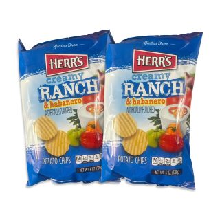 Herr's Bold Flavored Potato Chips 6 oz Bags, 2 Pack | Creamy Ranch Habanero