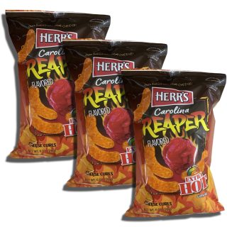 Herr's Carolina Reaper Cheese Curls | Extra Hot & Cheesy Snack, 3 Big Bags Pack