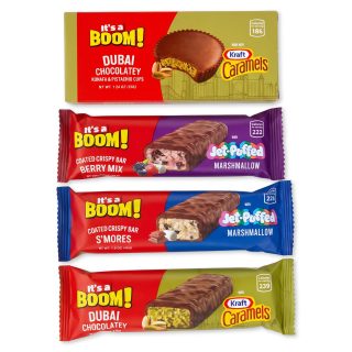 It's a Boom! Egyptian Chocolate & Candy Sampler | S'mores, Berry Mix & Dubai Kunafa Pistachio | 4 Piece Variety Pack