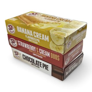 JJ's Bakery Pies Variety Pack (Banana Cream / Strawberry Cream / Chocolate) | 12 Count