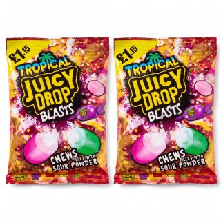 Juicy Drop UK Imported Candy | Tropical Juicy Drop Blasts, 120g, 2 Bags