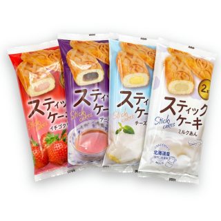 Lima Stick Cakes Japanese Variety Pack, 4 Flavors, Soft & Fluffy Sponge Cakes, 8 Cakes Total
