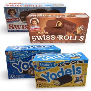 Little Debbie Swiss Rolls & Drake's Yodels Variety Pack, 4 Boxes Total Classic, Mocha & Boston Cream