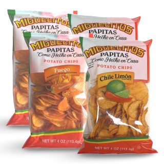 Miguelitos Papitas Potato Chips – Chile Limon & Fuego, 4 Bags | 2 Each Flavor