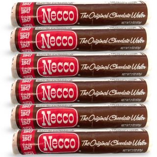 Necco Chocolate Wafer Rolls, Nostalgic Candy, 6 Pack