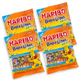 NEW Haribo Balla Bites Sour Gummy Candy, Chewy & Soft, 4 Pack, 4.5 oz Share Size Bags