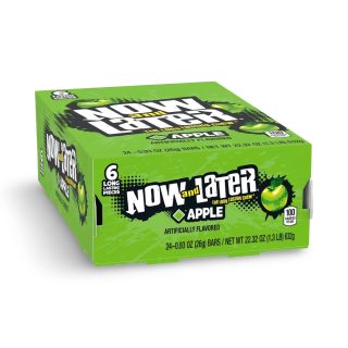 Now and Later Original Sweet Fruit Chewy Taffy, Apple, 24 Pack Case