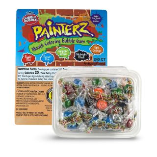 Painterz Mouth Coloring Bubble Gum Assorted Mix, 8 oz Tub (Ragin' Red, Bangin' Blue, Grippin' Green, Midnight Black, Epic Orange)