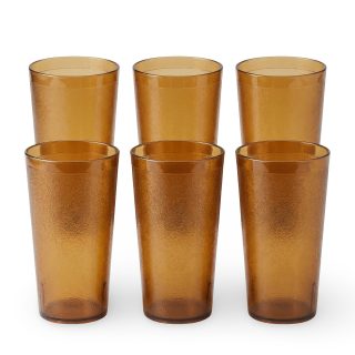 Retro Casual Restaurant Tumblers – 6 Pack | Amber, 32 Ounce