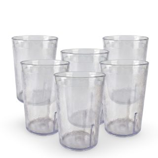 Retro Casual Restaurant Tumblers – 6 Pack | Clear, 12.6 Ounce