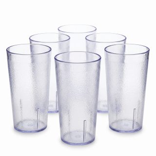 Retro Casual Restaurant Tumblers – 6 Pack | Clear, 16.4 Ounce