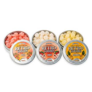 Retro Sours NEW Flavor Trio | Peach, Lychee & Pineapple Sour Hard Candy | 3 Pack