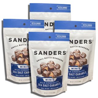 Sanders Small Batch Mini Milk Chocolate Sea Salt Caramels | 3.75 Oz, 4 Pack