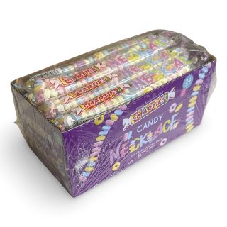 Smarties Candy Necklaces Individually Wrapped, Fruit Flavored Bulk Candy on Stretch String, 24 Count
