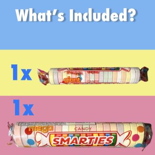 Smarties Candy Ultimate Variety Pack includes Mega Roll, Giant Roll, Mega Lollipops, Lollipops, Monies, Sour Rolls and Regular Rolls