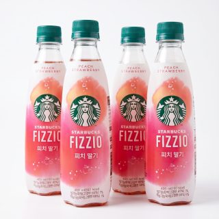 Starbucks Fizzio Korean Import Sparkling Drinks, 4 Pack | Peach Strawberry