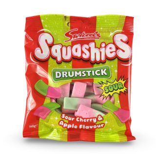 Swizzels Squashies Drumstick Imported Candy – 100 g Bag | Sour Cherry & Apple