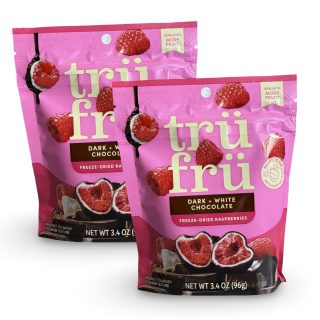 Tru Fru Chocolate & Creme Covered Real Fruit – 2 Pack (3.4 oz Each) | Raspberries White/Dark Chocolate