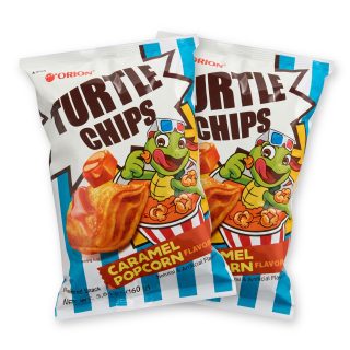 Turtle Chips Korean 4-Layer Crispy Snack Chips, 2 Pack | Caramel Popcorn