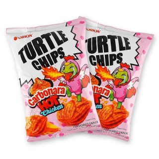 Turtle Chips Korean 4-Layer Crispy Snack Chips, 2 Pack | Carbonara Hot Chicken
