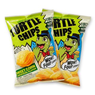 Turtle Chips Korean 4-Layer Crispy Snack Chips, 2 Pack | Sweet Corn