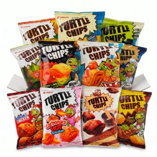 Turtle Chips Korean 4-Layer Crispy Snack Chips Variety Pack 11 Flavors, Imported Korean Snack Assortment