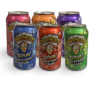 Warheads Flavored Soda Drinks, 6 Cans Per Order | 6 Flavor Variety