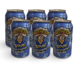 Warheads Flavored Soda Drinks, 6 Cans Per Order | Blue Raspberry