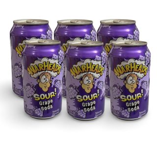 Warheads Flavored Soda Drinks, 6 Cans Per Order | Grape